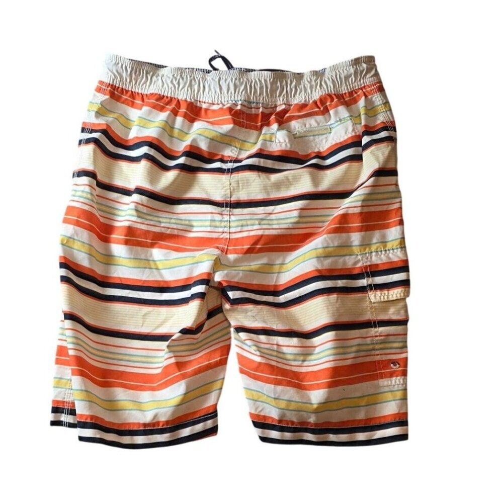 Tommy Hilfiger Men's Medium Orange Striped Swim Trunks